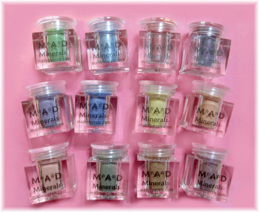 12 Piece Limited Edition Valentine's Day Cube Jar Set Loose Mineral Multi-Use Colors M*A*D Minerals Makeup, LLC