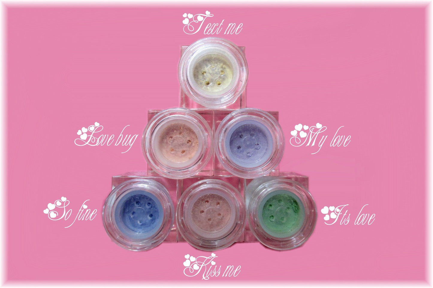 12 Piece Limited Edition Valentine's Day Cube Jar Set Loose Mineral Multi-Use Colors M*A*D Minerals Makeup, LLC