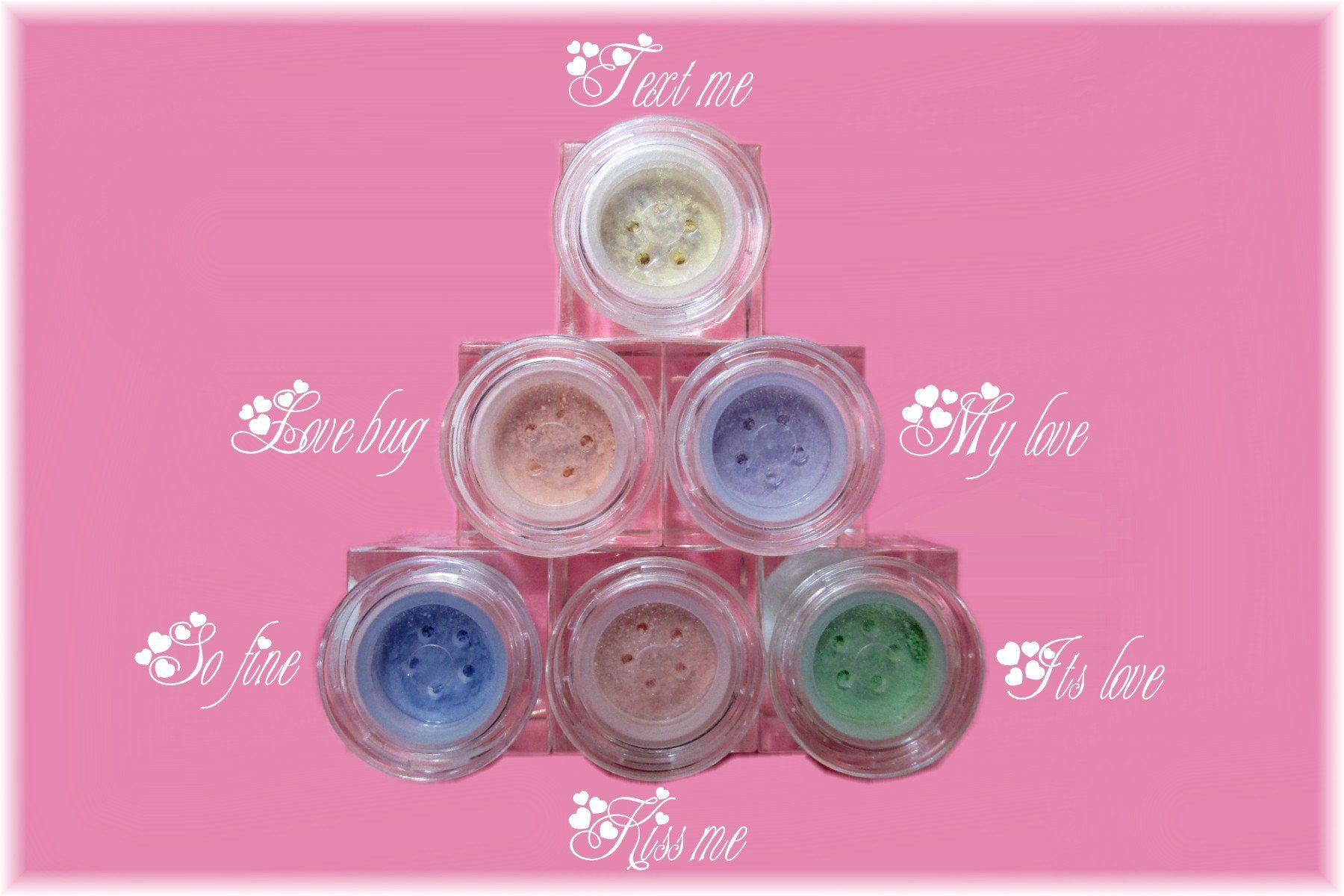 12 Piece Limited Edition Valentine's Day Cube Jar Set Loose Mineral Multi-Use Colors M*A*D Minerals Makeup, LLC