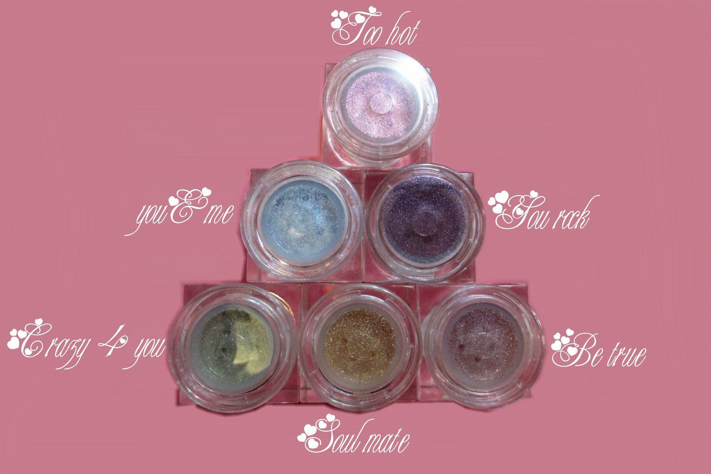 6 Piece Limited Edition Valentine's Day Cube Jar Set - Shimmer Mineral Colors Loose Mineral Multi-Use Colors M*A*D Minerals Makeup, LLC