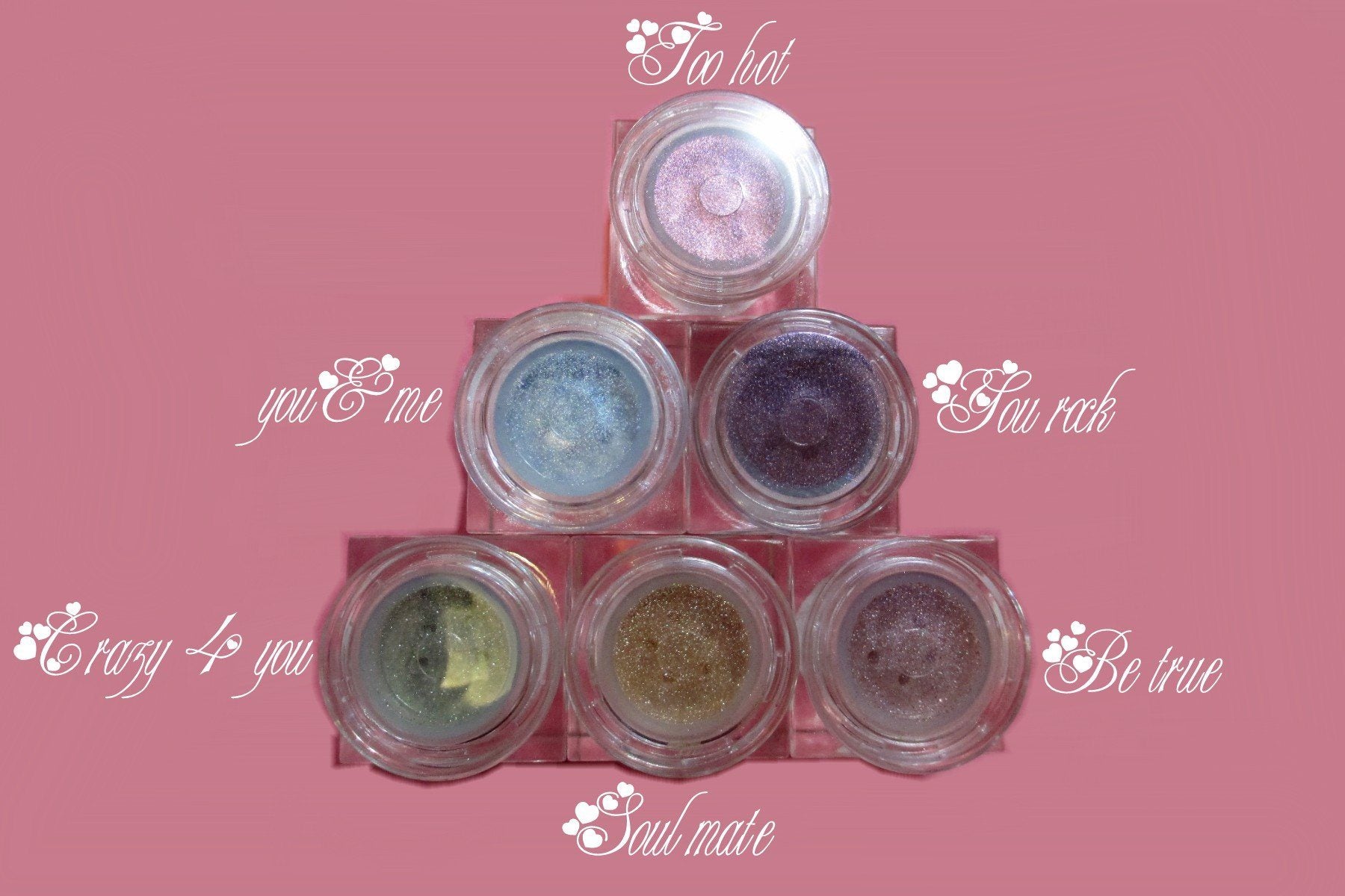 6 Piece Limited Edition Valentine's Day Cube Jar Set - Shimmer Mineral Colors Loose Mineral Multi-Use Colors M*A*D Minerals Makeup, LLC