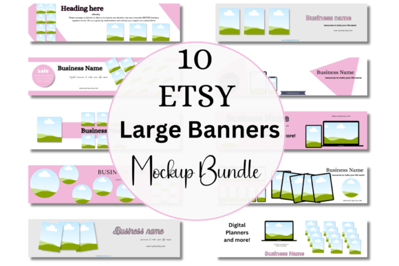 10 Large Etsy Banner Mockup Templates