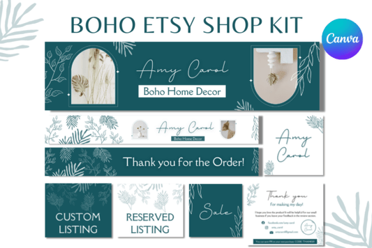 Boho Etsy Shop Templates Kit