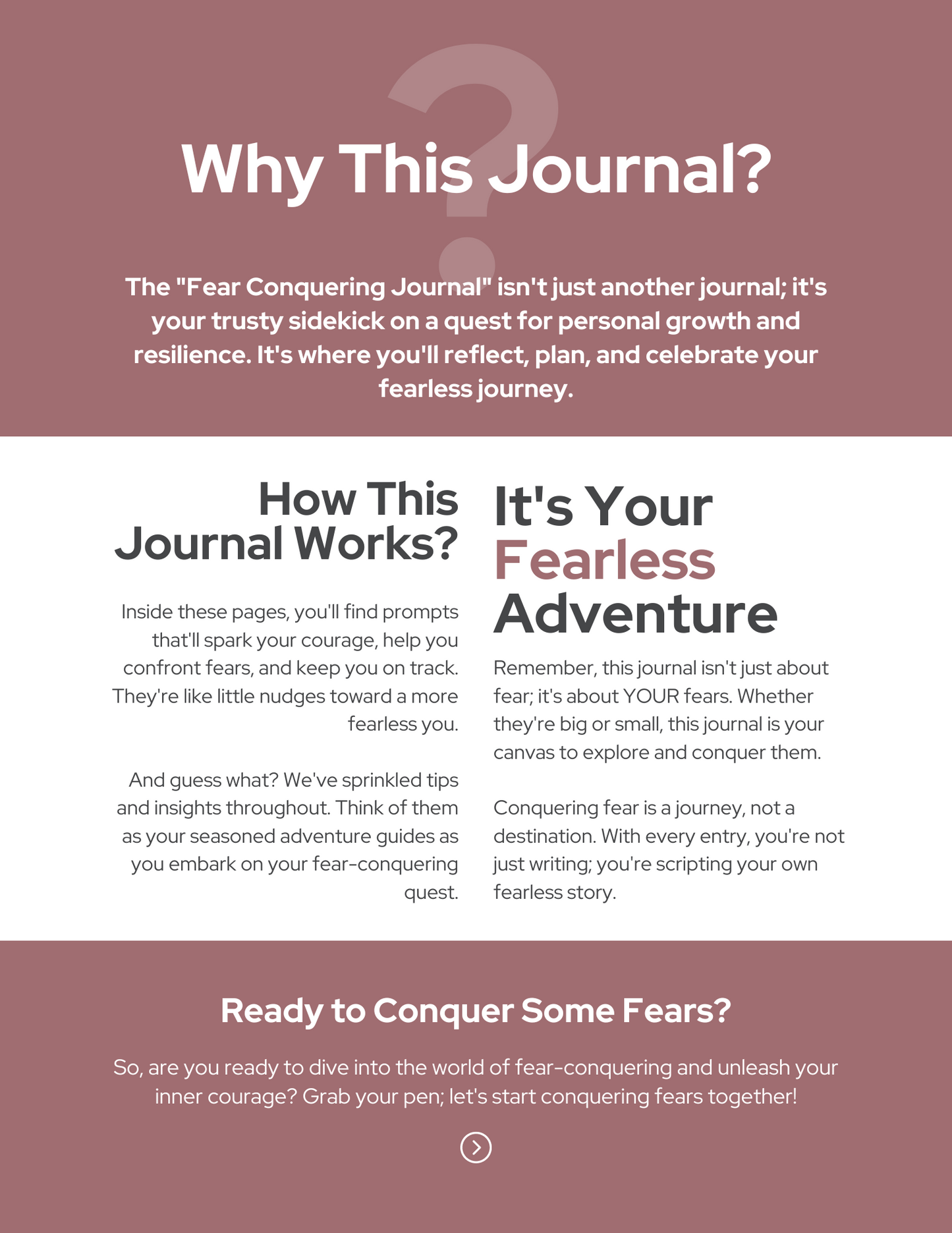 FREE Fear Conquering Journal, Printable Aesthetic, Fearless Writing Journal, Digital Editable Product